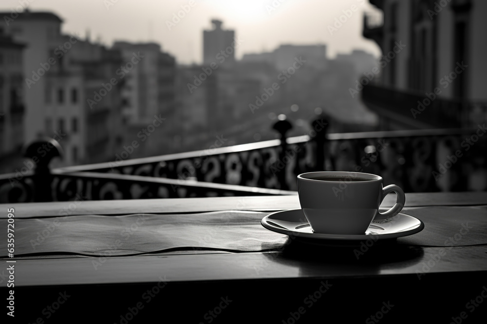  Early morning coffee on a bustling city terrace