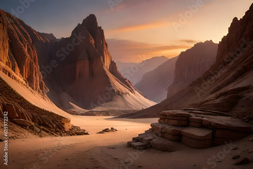 grand canyon state country ,sunset in the desert , sand dunes , a cave in desert