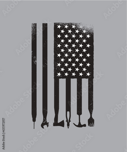 US Flag with Tools
