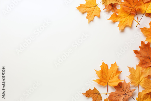 Autumn simple background with a fallen colorful leaves. AI generated