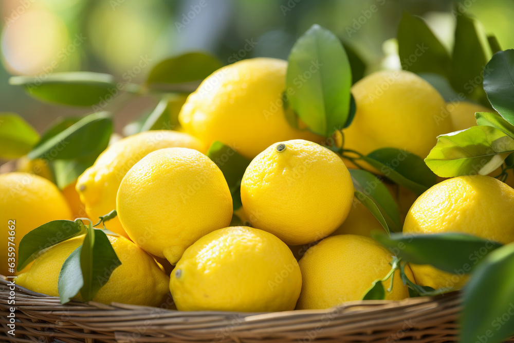 Lemon fruits in basket