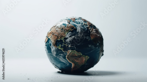 Earth on White Background.