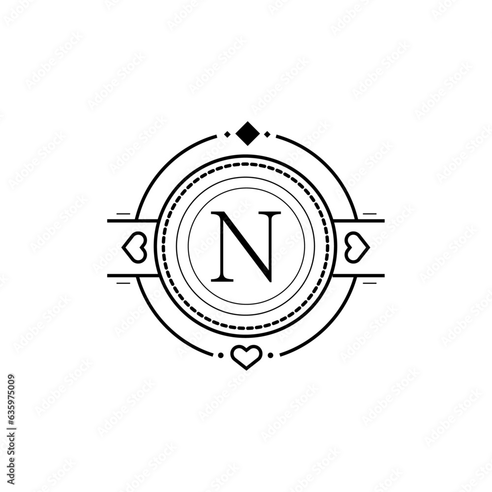 Luxury Circular Logo Alphabet N Luxury Circular Logo Alphabet N
