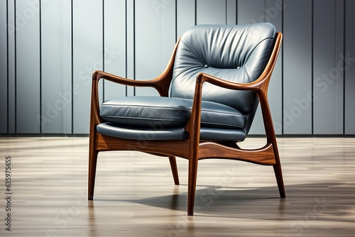 A chair in beautiful woods and leathers rich in exceptional quality exudes unrivaled style and individuality. Unique chair model beautiful woods and leather rich in quality. photo