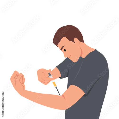 Testosterone Dosage Injection for Body Builders Gaining Big Muscles. Flat vector illustration isolated on white background