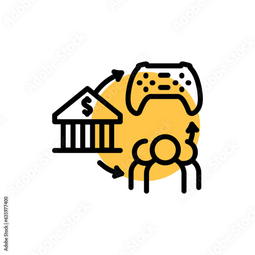 Gamefi ecosystem color line icon. Digital crypto art.