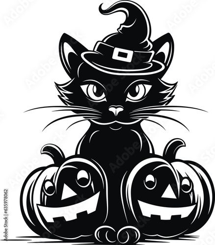Halloween dark vecktor cat for design poster background wallpaper   © Abubakar