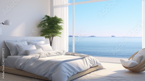 Bedroom has a big window overlooking the ocean and tranquil serenity.
