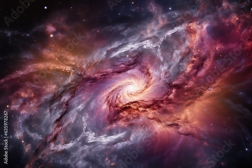 Spiral galaxy displays cosmic dance of stars and planets., generative IA