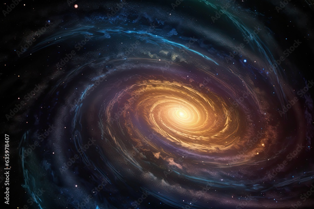 Spiral galaxy between nebulae and planets, captured in celestial serenity., generative IA