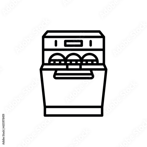 Dishwasher black line icon. Kitchen device. Household appliance.