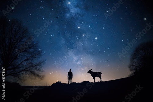 Stars form magical constellations in the night sky., generative IA © JONATAS