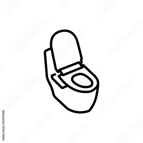 Toilet smart black line icon. Smart home technology.