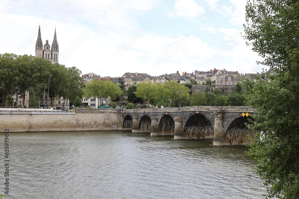 La rivière la Maine, ville de Angers, département du Maine et Loire, France