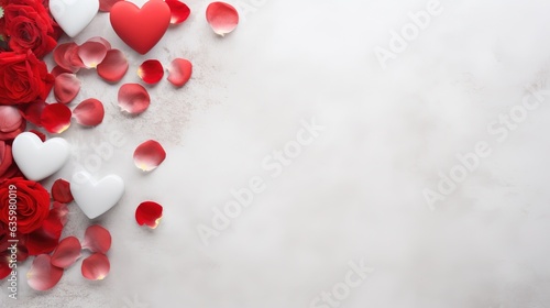  a bunch of red and white hearts on a white background.  generative ai © Nadia
