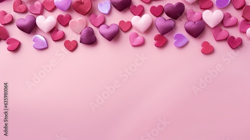  a pink background with many hearts scattered around the edges of the image. generative ai