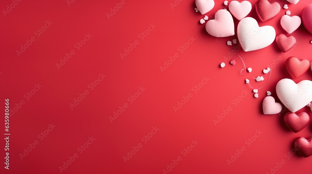 a bunch of heart shaped candies on a red background. generative ai a bunch of heart shaped candies on a red background. generative ai