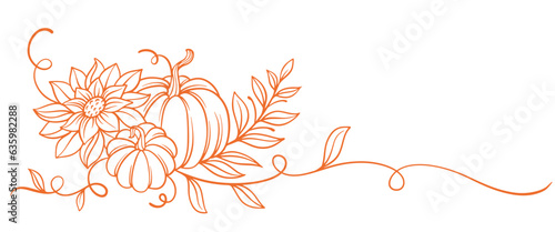 pumpkins line art style. Pumkin thanksgiving element vector illustration