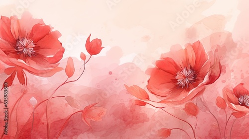  a painting of red flowers on a white background with watercolor effect.  generative ai