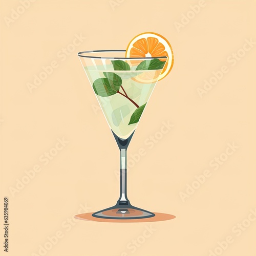 Martini glass vector illustration, flat design. Generative AI