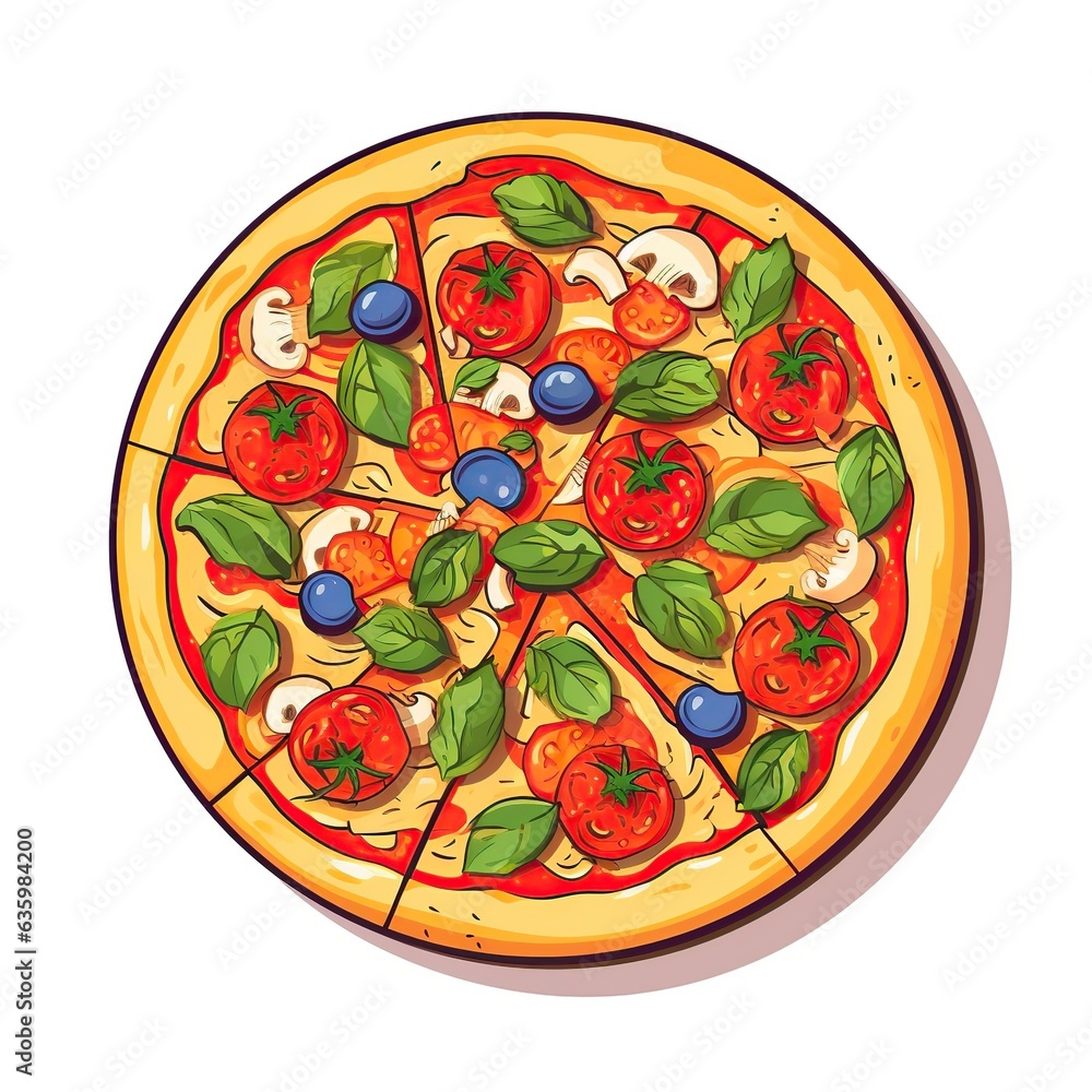 Italian pizza. Flat vector illustration. Generative AI Italian pizza. Flat vector illustration. Generative AI