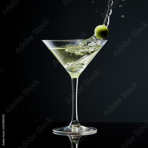 A martini glass on the background. Generative AI