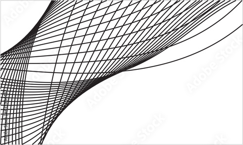Black and white abstraction  rhythmic lines on a white background