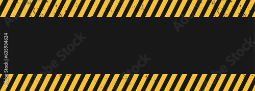 Black and yellow warning line striped rectangular background. Vector illustration