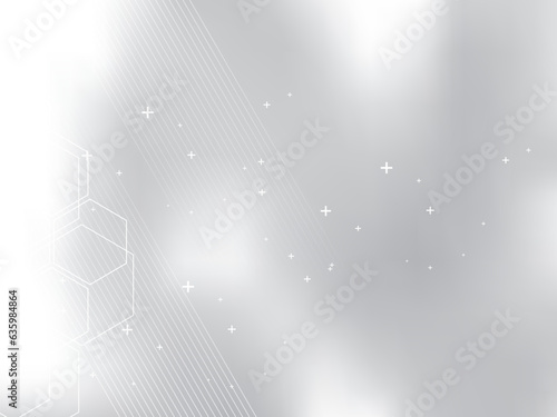 Gray abstract background technology with hexagonal shapes  and parallel lines. Bright background and vibrant color.
