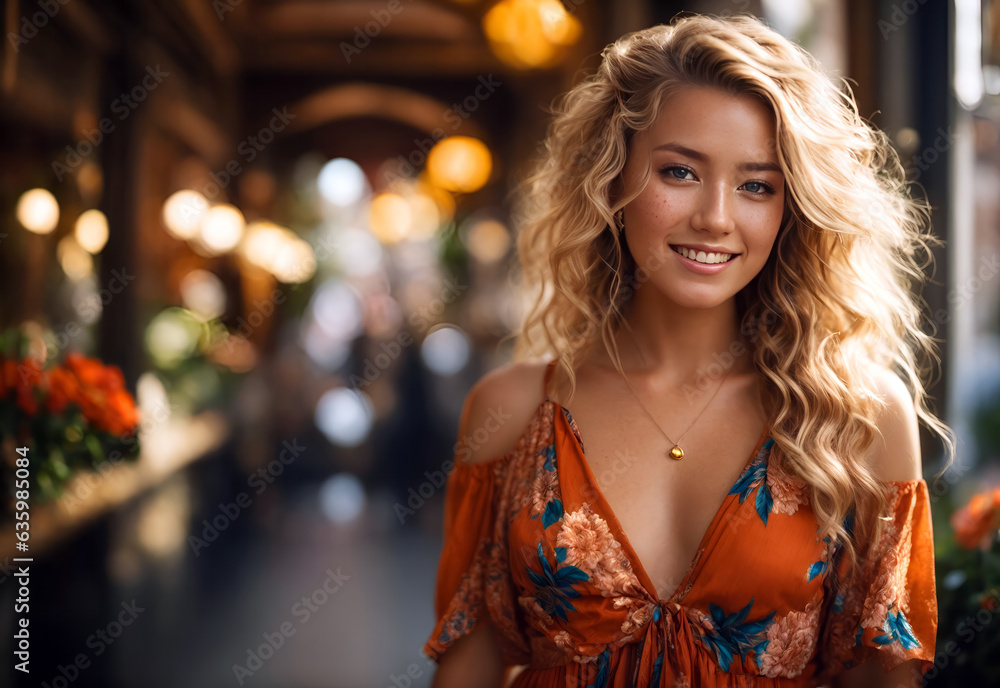 Portrait einer jungen Frau bei einem Holland Urlaub gen. AI