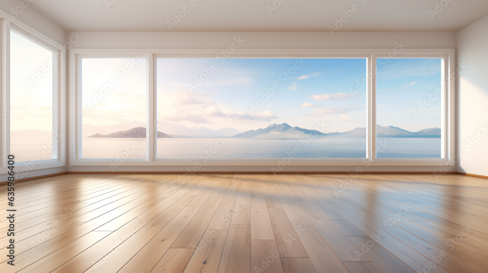 Obraz premium empty room with wooden floor