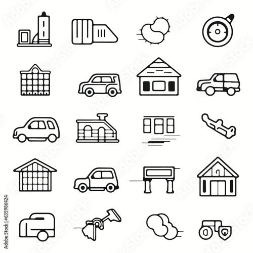 Loan and Credit web icons inline style. Credit card, deposit, car leasing, rate interest, income, rating, collection. Vector silhouettes illustration.