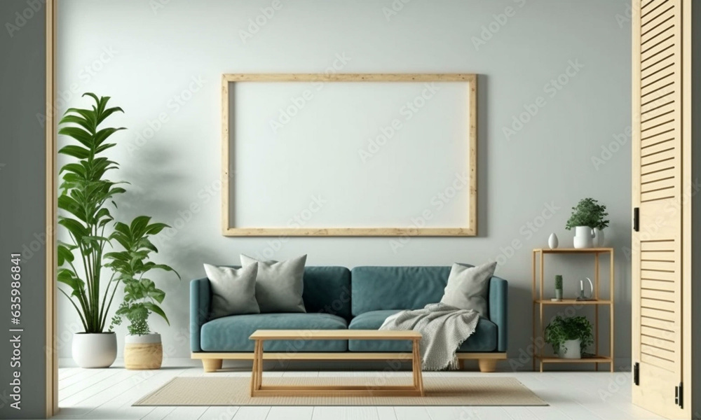 Modern Frame Mock up. Stylish Interior Design Background. Generative AI. Modern Frame Mock up. Stylish Interior Design Background. Generative AI.