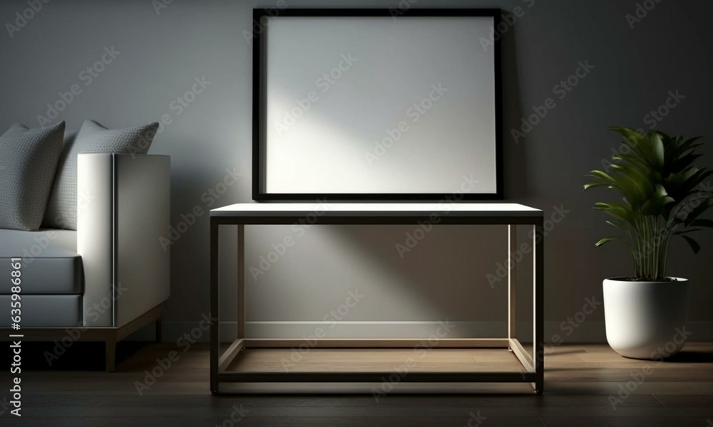 Modern Frame Mock up. Stylish Interior Design Background. Generative AI. Modern Frame Mock up. Stylish Interior Design Background. Generative AI.