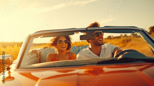 couple driving convertible car enjoying summer vacation © Jorge Ferreiro
