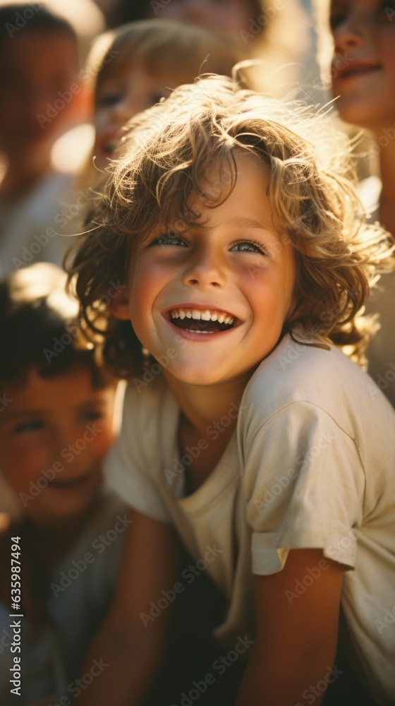 Joyful and smiling children. Generative AI Joyful and smiling children. Generative AI