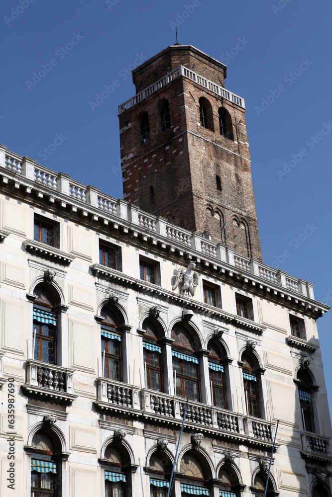 Church front, square and traditional venetian appartment buildings - Venice - Italy