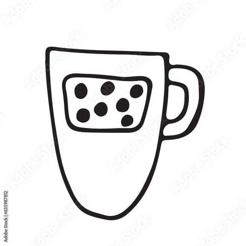 Beautiful cup with a pattern. Drinkware. takeaway drink. concept of a morning energy drink. drink is isolated on a white background. Vector illustration.