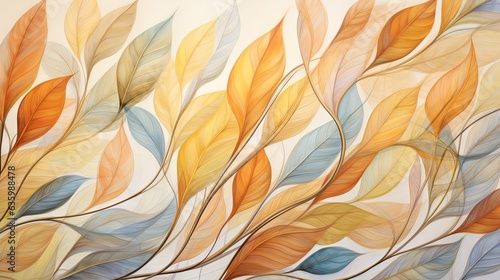  a painting of a branch with leaves painted on it's side. generative ai