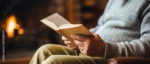 Person engrossed in reading book. Generative AI photo