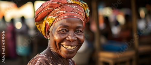 Happy African woman with a smile. Generative AI