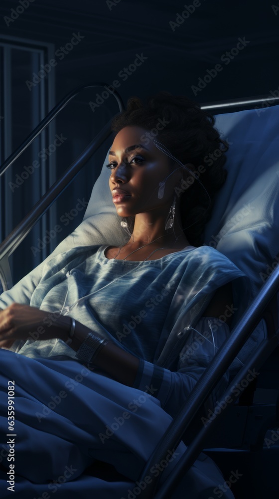 Beautiful young Black woman in a hospital setting. Generative AI Beautiful young Black woman in a hospital setting. Generative AI
