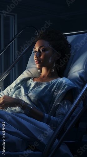 Beautiful young Black woman in a hospital setting. Generative AI
