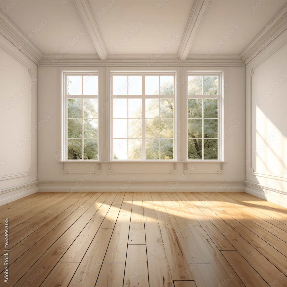 Fototapeta premium empty room with wooden floor