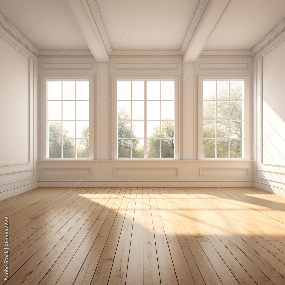 Fototapeta premium empty room with wooden floor