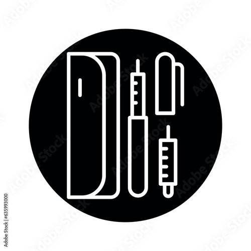 Syringe pen line icon. Isolated vector element.