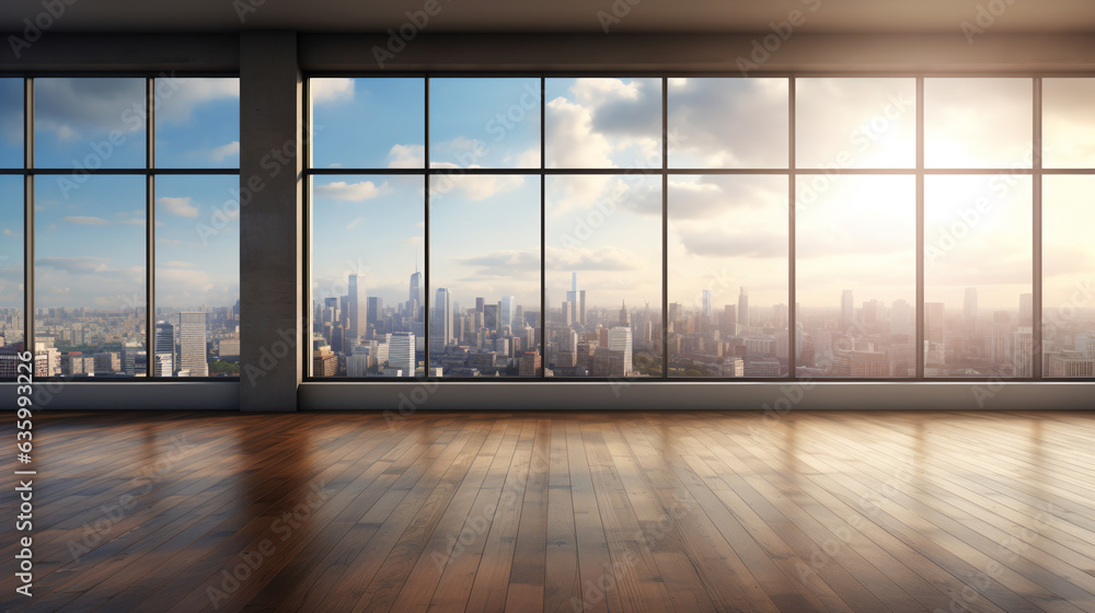 Fototapeta premium empty room with wooden floor