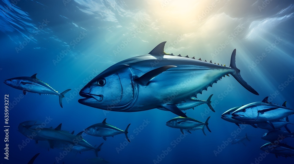 Naklejka premium Ozeanwanderer: Thunfischherden auf Reisen