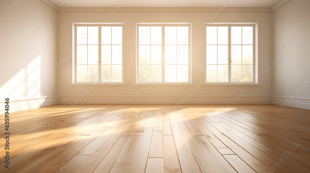 Fototapeta premium empty room with wooden floor