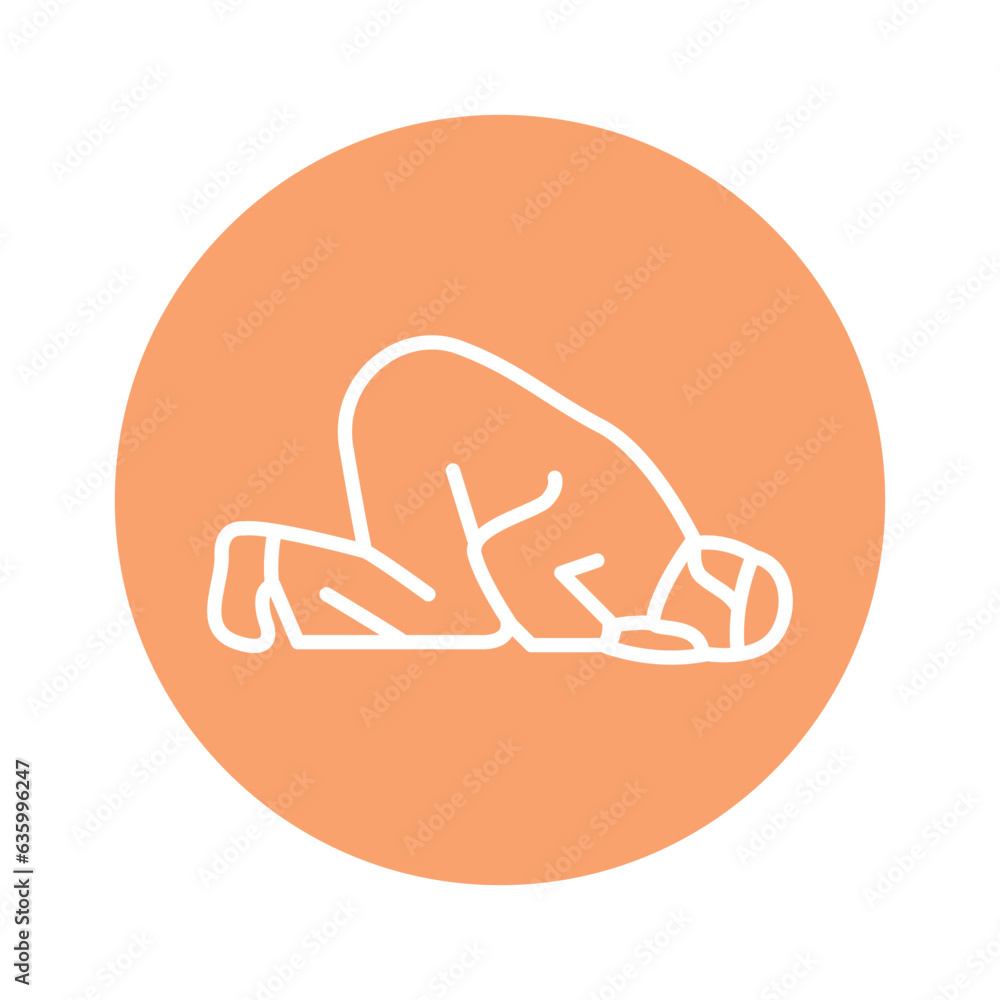 Obraz premium Praying arab line color icon. Isolated vector element.